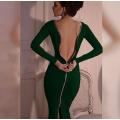 European Style Backless Zipper Sexy Dresses - Asian S / Apricot