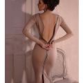 European Style Backless Zipper Sexy Dresses - Asian S / Apricot