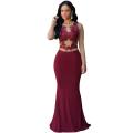 Claret Nude Mesh Accent Maxi Dress - as shown / (US 4-6)S