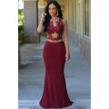 Claret Nude Mesh Accent Maxi Dress - as shown / (US 4-6)S