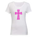 Cancer Ribbon Cross - Ladies - T-Shirt