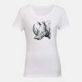 Rhino Sketch - Ladies - T-Shirt