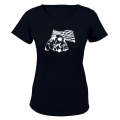 American Veteran Skeleton Skull - Ladies - T-Shirt
