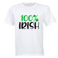 100% Irish - St. Patricks - Adults - T-Shirt