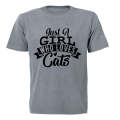 A Girl Who Loves Cats - Kids T-Shirt