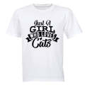 A Girl Who Loves Cats - Kids T-Shirt