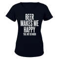 Beer Makes Me Happy - Ladies - T-Shirt