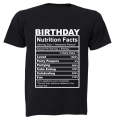 Birthday - Nutrition Facts - Adults - T-Shirt