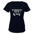 Broomstick Runs on Wine - Halloween - Ladies - T-Shirt