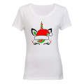 Christmas Hat Unicorn - Ladies - T-Shirt
