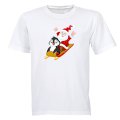 Christmas Penguin with Santa - Kids T-Shirt