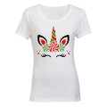 Colourful Christmas Unicorn - Ladies - T-Shirt