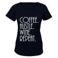 Coffee - Hustle - Wine - Repeat - Ladies - T-Shirt