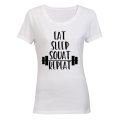 Eat. Sleep. SQUAT. Repeat - Ladies - T-Shirt