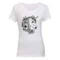 Floral Unicorn - Ladies - T-Shirt