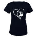 French Bulldog Heart - Ladies - T-Shirt - 2XL / White / Short