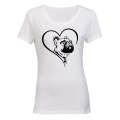French Bulldog Heart - Ladies - T-Shirt - 2XL / White / Short