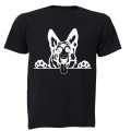German Shepherd Peeking - Adults - T-Shirt