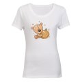 Glitter Christmas Teddy & Bauble - Ladies - T-Shirt
