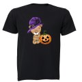 Halloween Brown Teddy & Pumpkin - Kids T-Shirt
