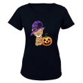 Halloween Brown Teddy & Pumpkin - Ladies - T-Shirt