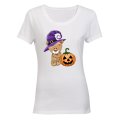 Halloween Brown Teddy & Pumpkin - Ladies - T-Shirt
