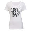 Happy Birthday - Letter Design - Ladies - T-Shirt