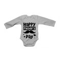 Happy Fathers Day - Mustache & Hearts - Baby Grow