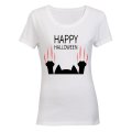 Happy Halloween - Hanging On Cat - Ladies - T-Shirt