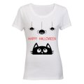 Happy Halloween - Cat & Spiders - Ladies - T-Shirt