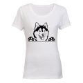 Husky Peeking - Ladies - T-Shirt