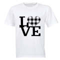 Love - Plaid Heart - Valentine - Adults - T-Shirt