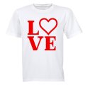 Love, Valentine Heart - Adults - T-Shirt