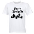Merry Christmas - Reindeer Silhouette - Adults - T-Shirt