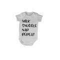 Milk. Snuggle. Nap. Repeat - Baby Grow