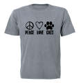 Peace. Love. Cats - Adults - T-Shirt