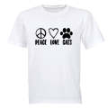 Peace. Love. Cats - Adults - T-Shirt