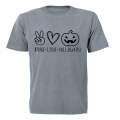 Peace. Love. Halloween - Kids T-Shirt