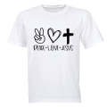Peace. Love. Jesus - Kids T-Shirt