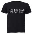 Peace. Love. Mask - Kids T-Shirt