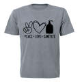 Peace. Love. Sanitize - Adults - T-Shirt