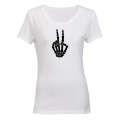 Skeleton Peace Sign - Halloween - Ladies - T-Shirt