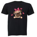 Peeking Love Pug - Kids T-Shirt