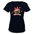 Peeking Love Pug - Ladies - T-Shirt
