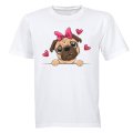 Peeking Love Pug - Kids T-Shirt