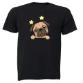 Peeking Pug, Stars - Kids T-Shirt