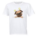 Peeking Pug, Stars - Kids T-Shirt