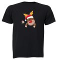 Peeking Christmas Reindeer & Bird - Kids T-Shirt