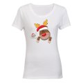 Peeking Christmas Reindeer & Bird - Ladies - T-Shirt