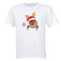 Peeking Christmas Reindeer & Bird - Kids T-Shirt
